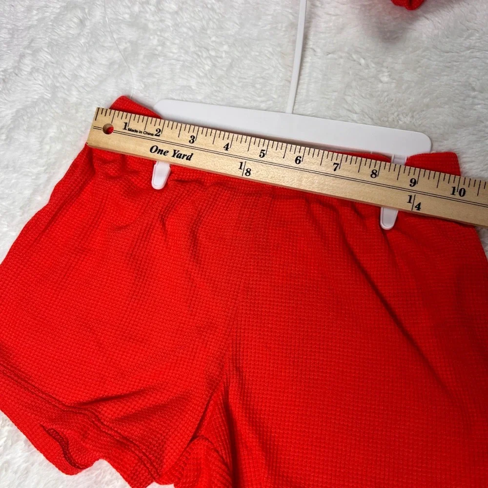 Art Class Red Waffle Knit Pajama Set Top Shorts Kids Size XS 4/5 NWT‎